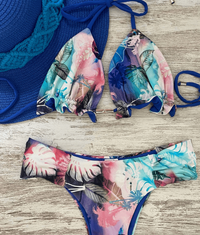 Bikini Reversible Floral Azul