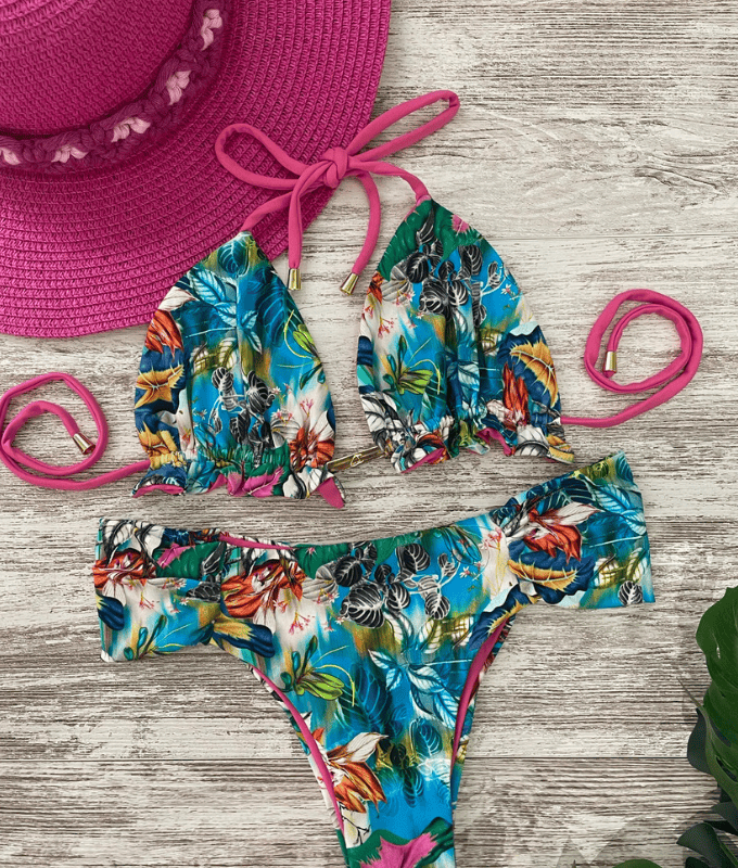 Bikini Reversible Floral Rosa